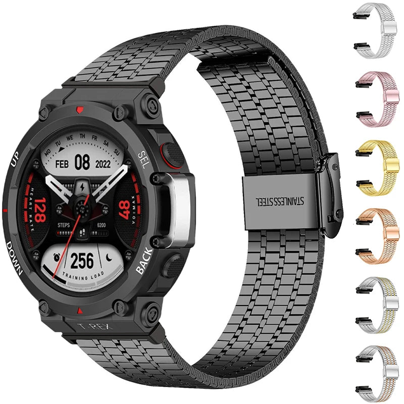 Arovi Metal Watch Band – Stainless Steel Upgrade for Amazfit T-Rex Series